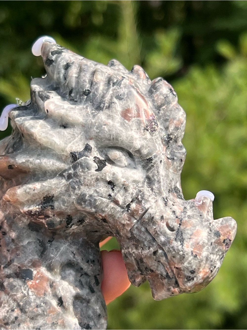 Yooperlite (2) dragon head carving | crystal ~ strong uv